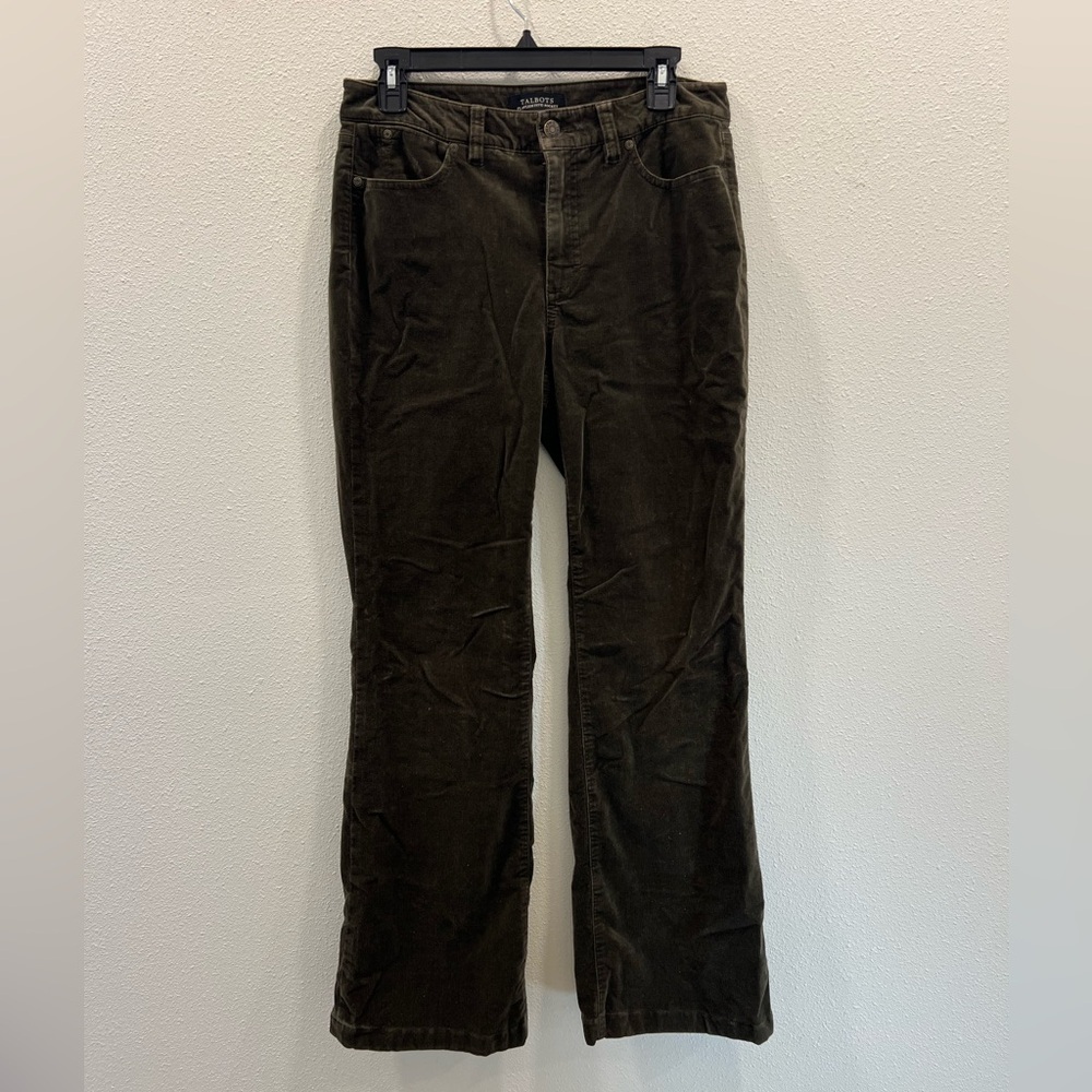 Talbots velour/velvet green flawless five pocket flare curvy size 6 jeans